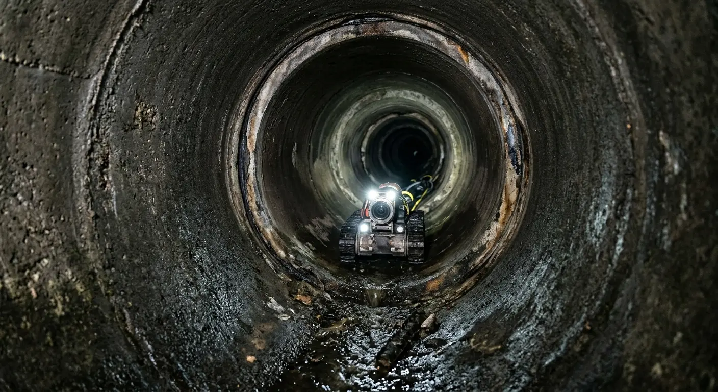 Robotic sewer camera inspecting pipe interior for Sewer Line Repair in Wilmore